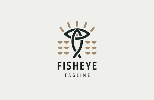 Fish and eye logo icon design template flat vector illustration