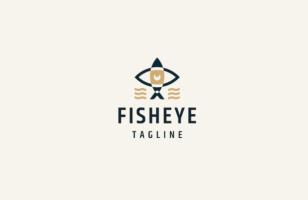 Fish and eye logo icon design template flat vector illustration