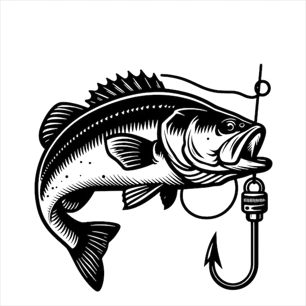 Fish and fishing hook svg