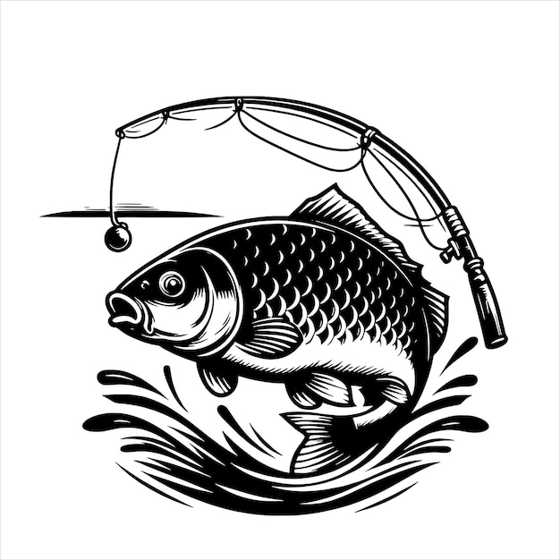 Fish and fishing hook svg