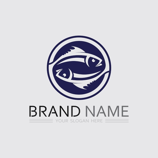 Vector fish and fishing logo aquatic design animal vector illustration