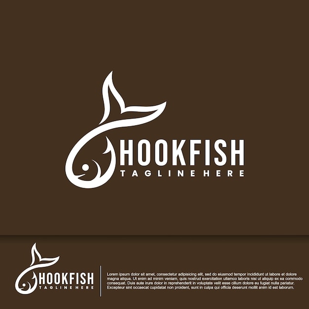 fish and hook logo combination concept