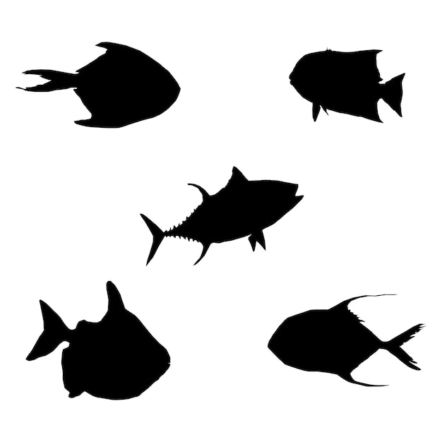 Fish illustration silhouettes Collection Fish silhouettes Free Vector