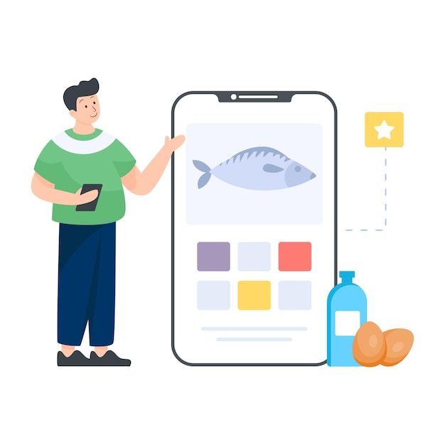 Fish inside phone depicting nutrition app