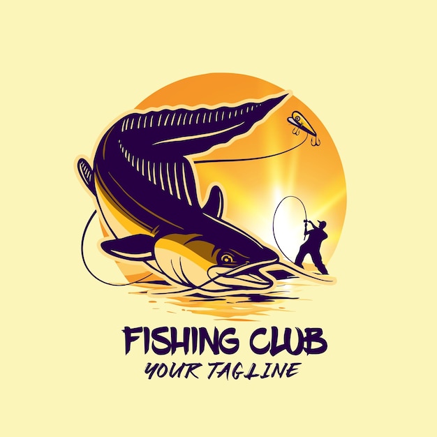 Fish jumping mascot vector illustration