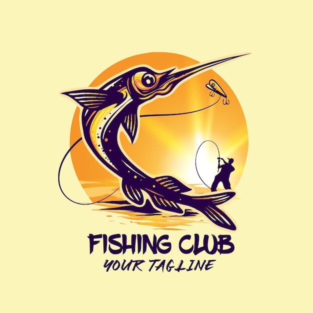 Fish jumping mascot vector illustration