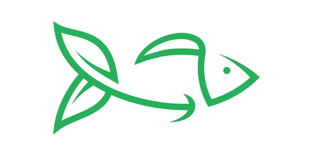 Fish and leaf logo design icon vector illustration