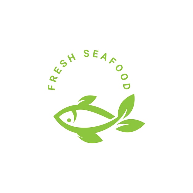 Fish leaf Logo design vector template. Seafood restaurant shop, Logotype concept icon.