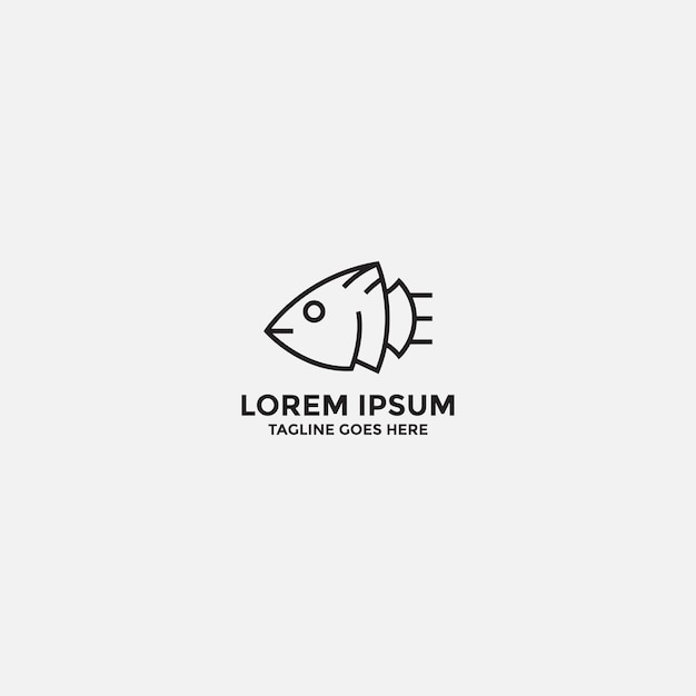 Fish line logo icon design template