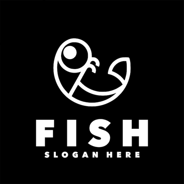 Fish line simple logo design