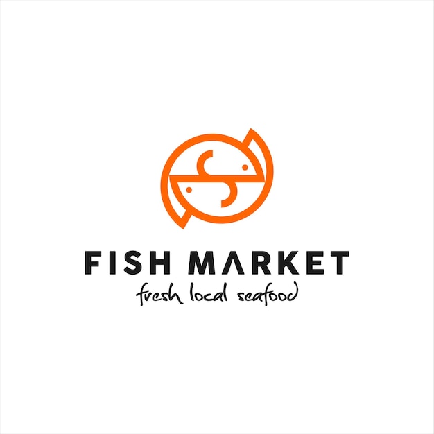 Fish Logo Design Seafood Market Vector