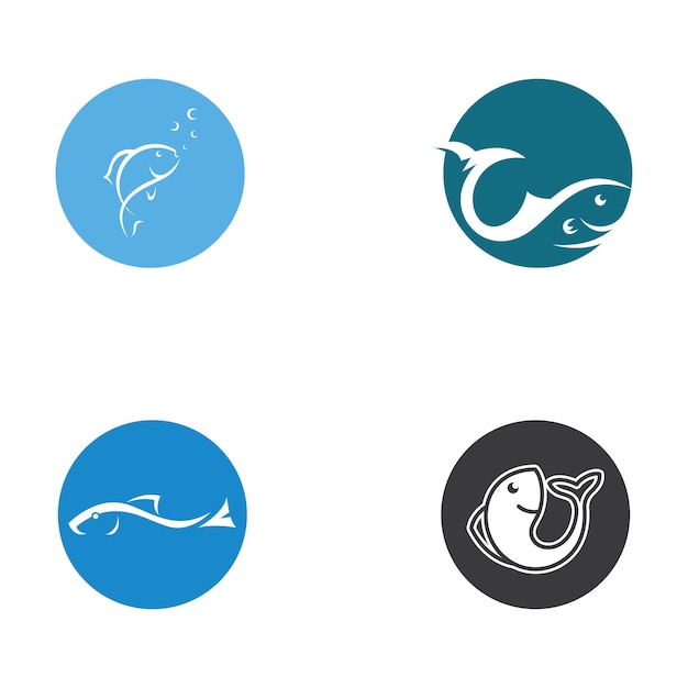 Fish logo fishinghook fish oil and seafood restaurant icon With vector icon concept design illustration template