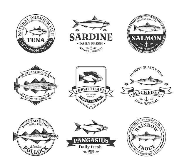 Fish logo illustrations and design element