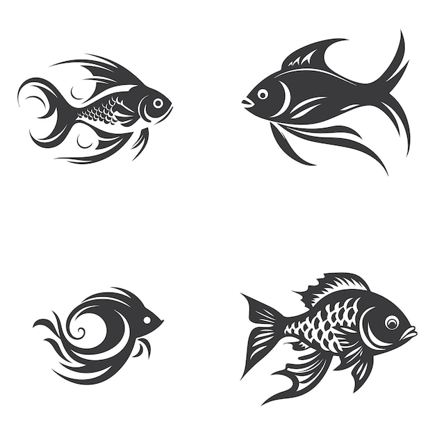 Fish logo with line design vector restaurant logo fish and circle New Fish logo design