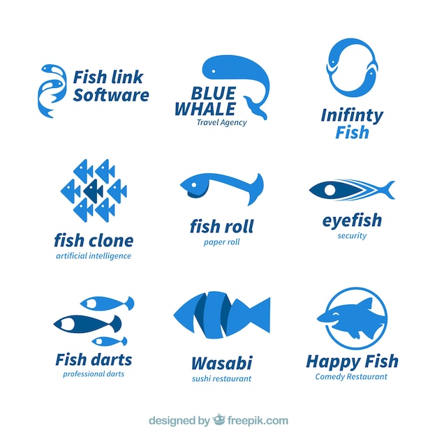 Fish logos collection for companies branding