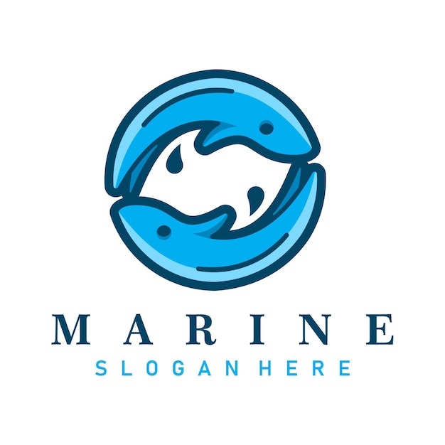 Fish marine logo design vector