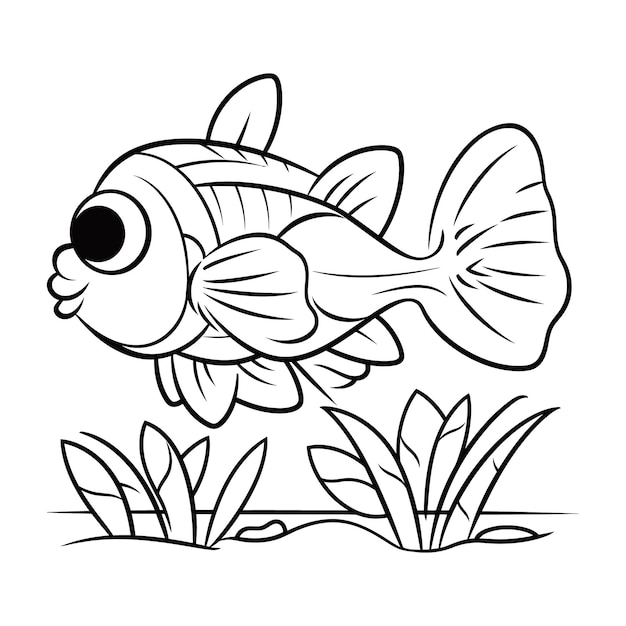 fish outline hand drawn illustration for kdp coloring book