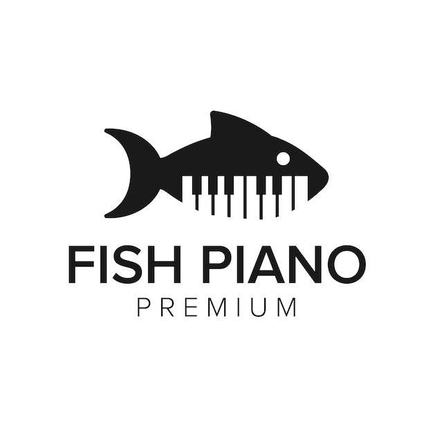 Fish piano logo icon vector template