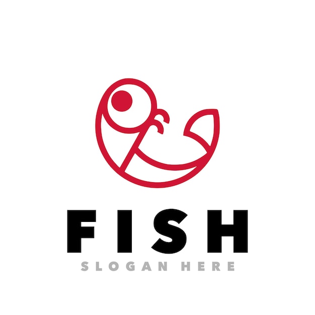 Fish red line art logo