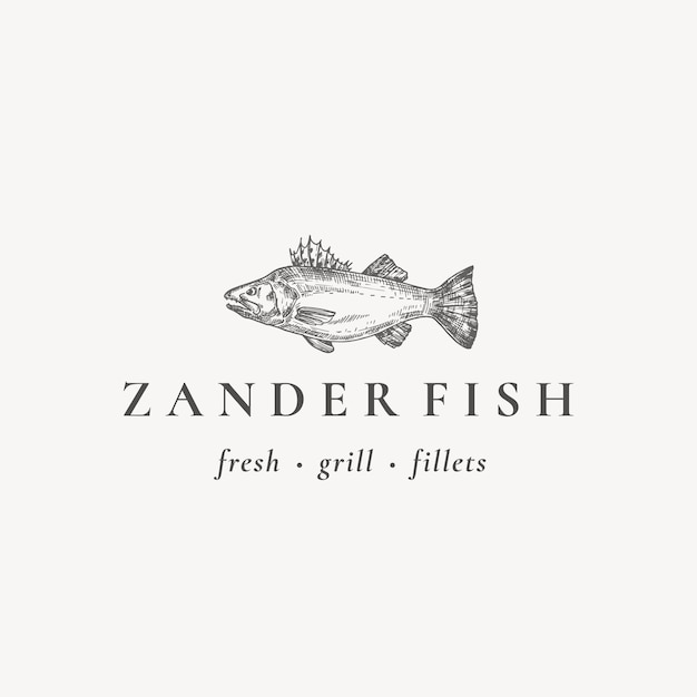 Fish Restaurant or Grill Abstract Vector Sign