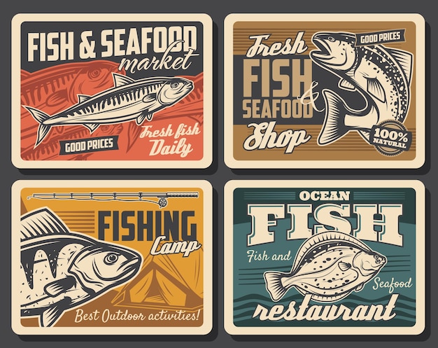 fish and seafood, fishing sport. salmon, tuna and flounder