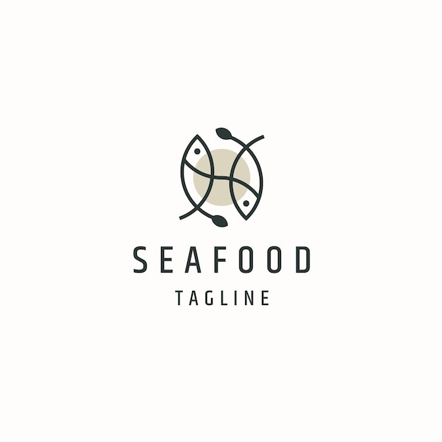 fish seafood logo icon design template flat vector