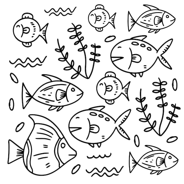 Fish set bundle vector design