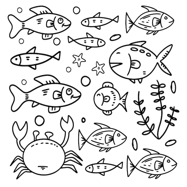 Fish set bundle vector design