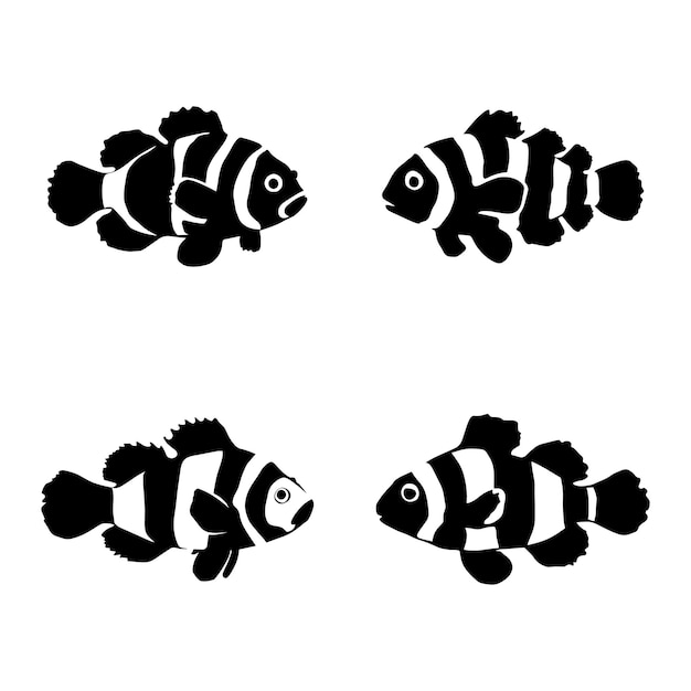 Fish silhouette set black color vector illustration