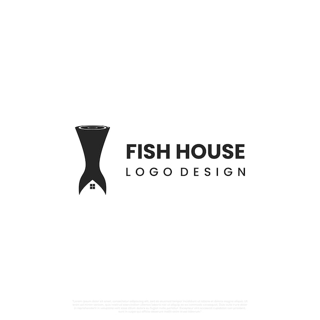 Fish store logo fish house logo fish tail combine with house window logo concept