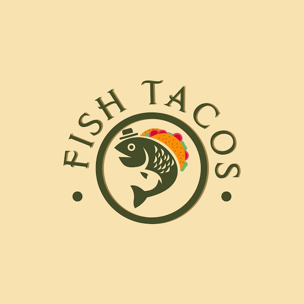 Fish tacos logo design illustration