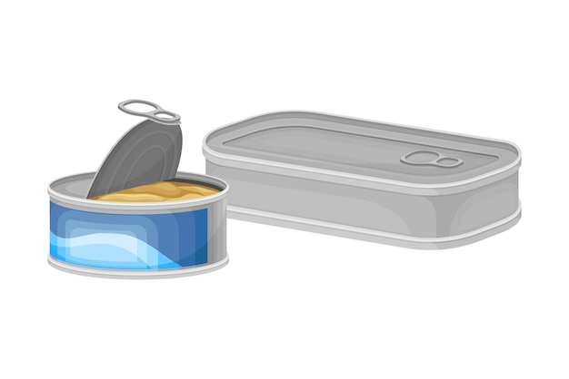 Fish Tin or Can as Manufactured Product Vector Illustration