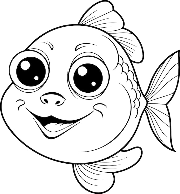 Fish vector illustration Sea animal coloring book or page for children