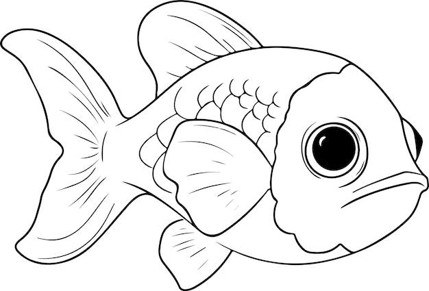 Fish vector illustration Sea animal coloring book or page for children