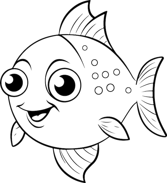 Fish vector illustration Sea animal coloring book or page for children