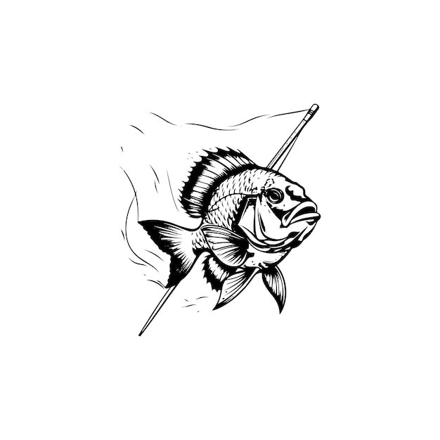 Vector fish with rod vector illustration design