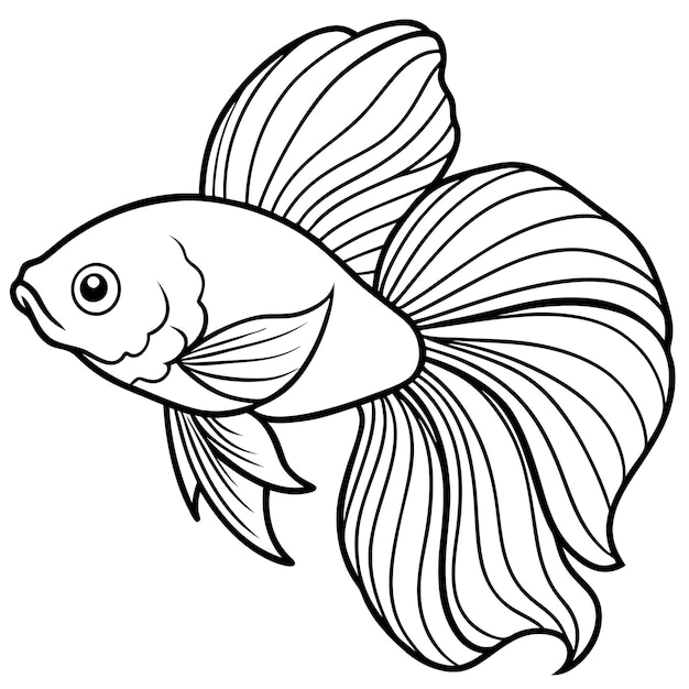 Vector a fish with a yellow tail is drawn on a white background