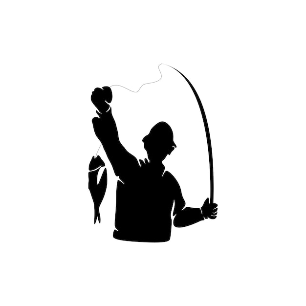 fisherman fishing silhouette vector illustration