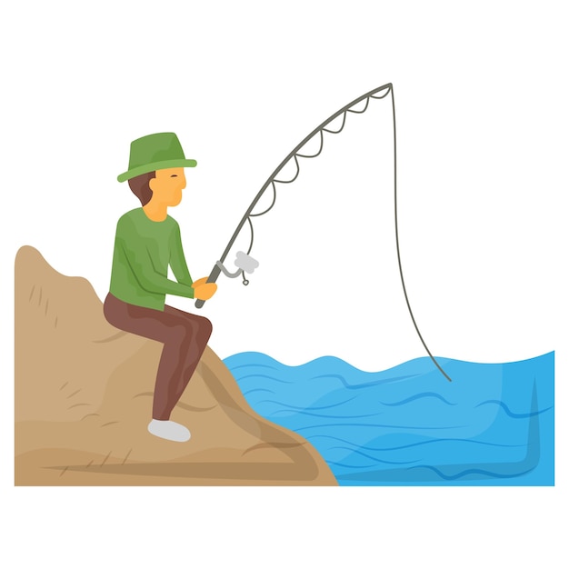 Fisherman Hunting concept Fish Catching Hobby vector design Camping and outdoor extreme sport