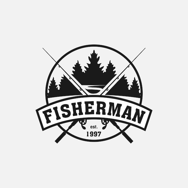 Fisherman logo design badge template