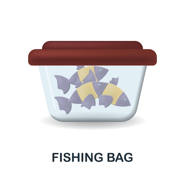 Fishing Bag icon 3d illustration from fishing collection Creative Fishing Bag 3d icon for web design templates infographics and more