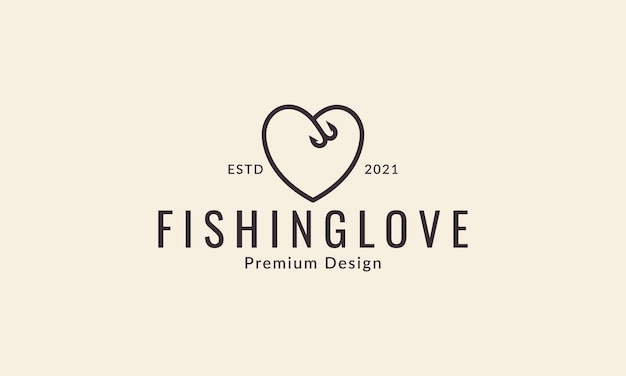 Fishing bait with love logo design vector icon symbol graphic illustration