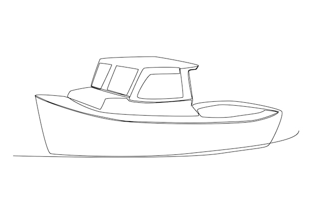 A fishing boat for fishing outdoor one line art