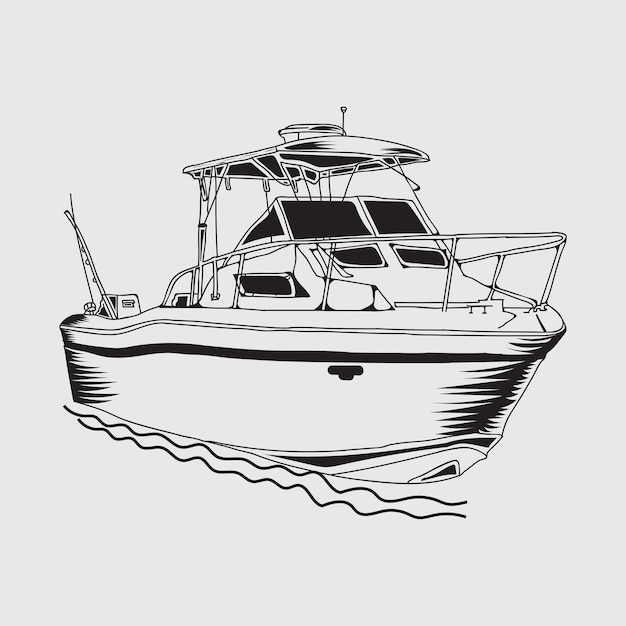 Fishing boat vector graphic, best fishing boat vector.