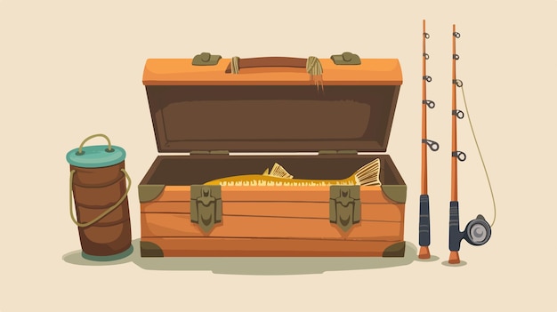 Fishing Box Theme Elements on Marbled Background