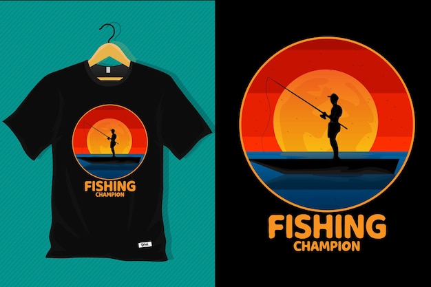 Fishing Champion Retro T Shirt Design