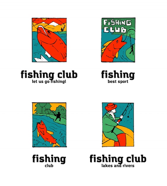 Fishing club logo set