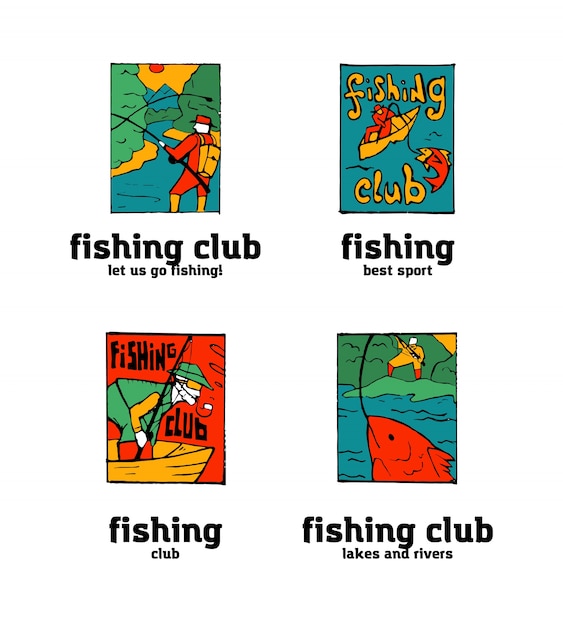 Fishing club logo set