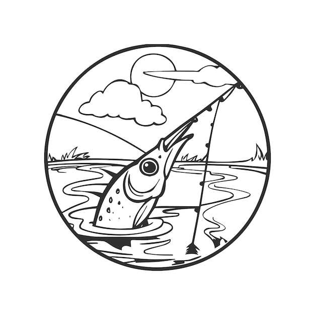 Fishing coloring pages Fishing outline for coloring book