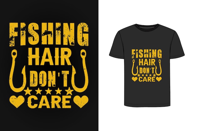 Fishing hair don't care retro vintage t shirt design